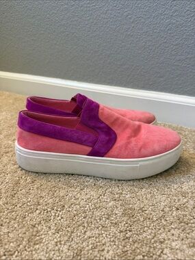 Charlotte Stone Stan Slip On Sneaker Pink and Purple Suede Platform Size 9